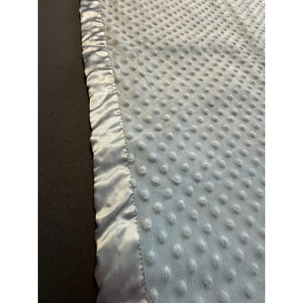 Carters Minky Baby Lovey Blanket Blue Dot Satin Back Security Receiving Blanket